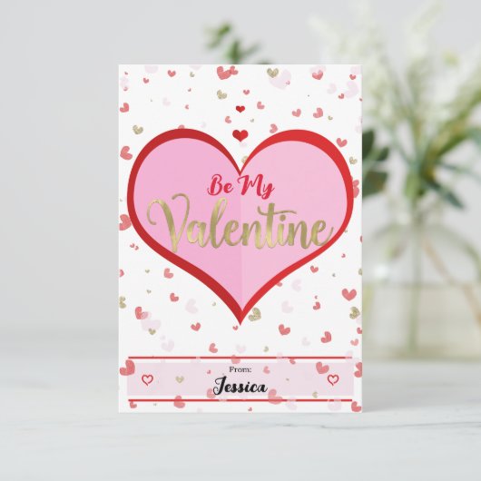 Schattigee harten roze rood goud digitale Valentij Kaart