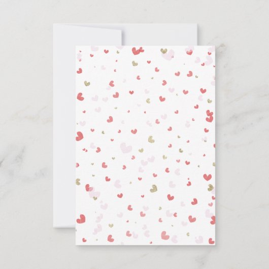 Schattigee harten roze rood goud digitale Valentij Kaart (Achterkant)