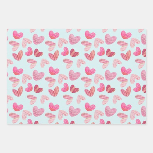 Schattigee harten roze Waterverf & textuurpatroon Inpakpapier Vel (Voorkant 3)