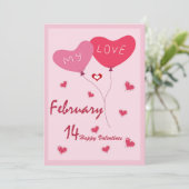 Schattigee harten thema roze en rood kaart (Staand voorkant)