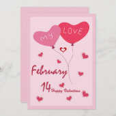 Schattigee harten thema roze en rood kaart (Voorkant / Achterkant)