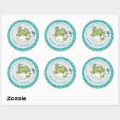 Schattigee Hatching Dino Custom Baby shower Dank u Ronde Sticker (Vel)