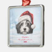 Schattigee Havanese Dog Santa Hat gepersonaliseerd Metalen Ornament (Links)
