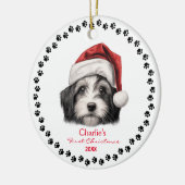 Schattigee Havanese Hond Santa Hoed Paw 1e Kerstmi Keramisch Ornament (Links)