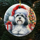 Schattigee Havanese Hond Waterverf Kerstmis Keramisch Ornament