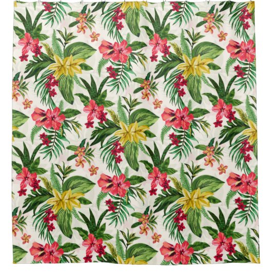 Schattigee Hawaïaanse kleurrijke bloemen Douchegordijn (Voorkant)