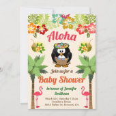 Schattigee Hawaiian Penguin Luau Baby shower Uitno Kaart (Voorkant)