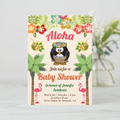 Schattigee Hawaiian Penguin Luau Baby shower Uitno Kaart (Staand voorkant)