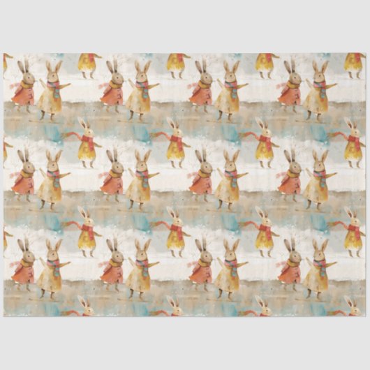 Schattigee hazen die in de sneeuw spelen tissuepapier (Voorkant)