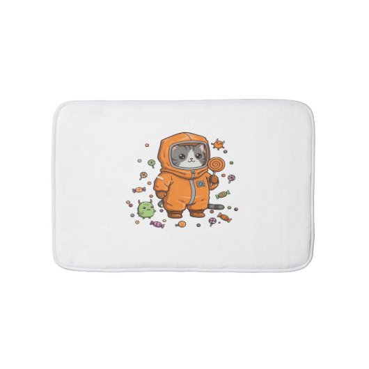Schattigee Hazmat Cat Halloween Snoep Monster Fun  Badmat (Voorkant)