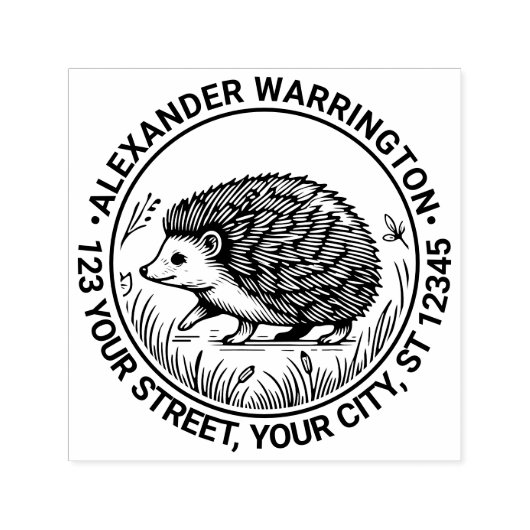 Schattigee Hedgehog #2 Naam Retouradres Zelfinktende Stempel (Design)