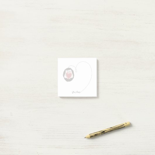 Schattigee Hedgehog Aangepaste Naam Hart Notities Post-it® Notes (Op bureau)