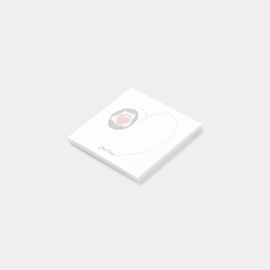 Schattigee Hedgehog Aangepaste Naam Hart Notities Post-it® Notes (Schuin)