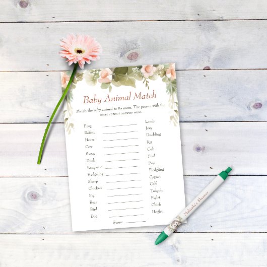 Schattigee Hedgehog Animal Match Baby shower activ Kaart