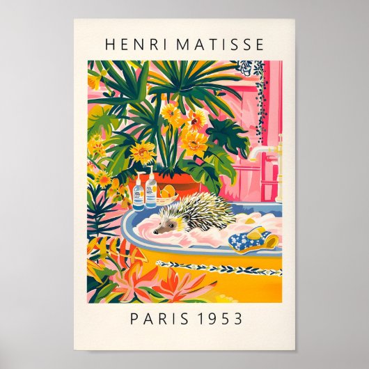 Schattigee Hedgehog Art Print, Maximalist Decor, M Poster (Voorkant)