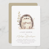 Schattigee Hedgehog Baby shower Invitation Kaart (Voorkant / Achterkant)
