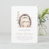 Schattigee Hedgehog Baby shower Invitation Kaart (Staand voorkant)