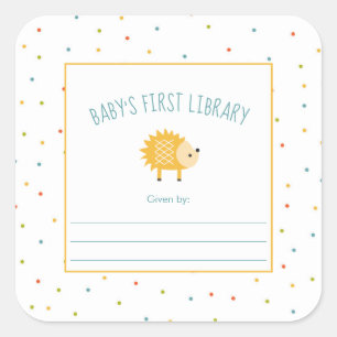 Schattigee Hedgehog Baby's Eerste Bibliotheek Book Vierkante Sticker