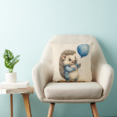 Schattigee Hedgehog Blue Balloon Boys Kussen (Stoel)