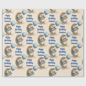 Schattigee Hedgehog Boys Gepersonaliseerde Verjaar Cadeaupapier (Vlak)