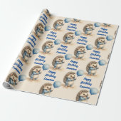 Schattigee Hedgehog Boys Gepersonaliseerde Verjaar Cadeaupapier (Uitgerold)