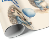 Schattigee Hedgehog Boys Gepersonaliseerde Verjaar Cadeaupapier (Rol Hoek)