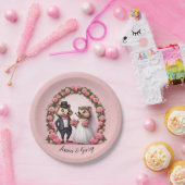 Schattigee Hedgehog bruid en bruidegom bruiloft pa Papieren Bordje (Feest)