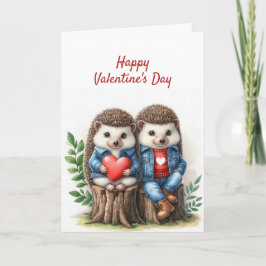 Schattigee Hedgehog Couple Valentijnsdag Feestdagen Kaart