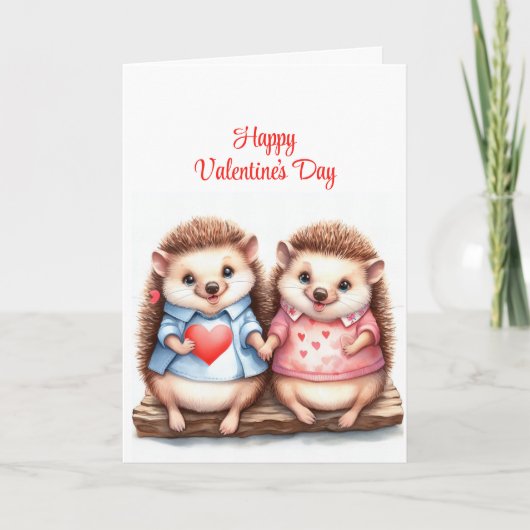 Schattigee Hedgehog Couple Valentijnsdag Feestdagen Kaart (Voorkant)
