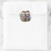 Schattigee Hedgehog Couple Valentijnsdag Ronde Sticker (Tas)
