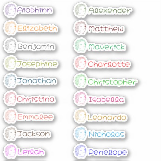 Schattigee Hedgehog Custom Meerdere Namen Stickers (Voorkant)