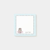 Schattigee Hedgehog Custom Text Blue Post-it Notes (Voorkant)