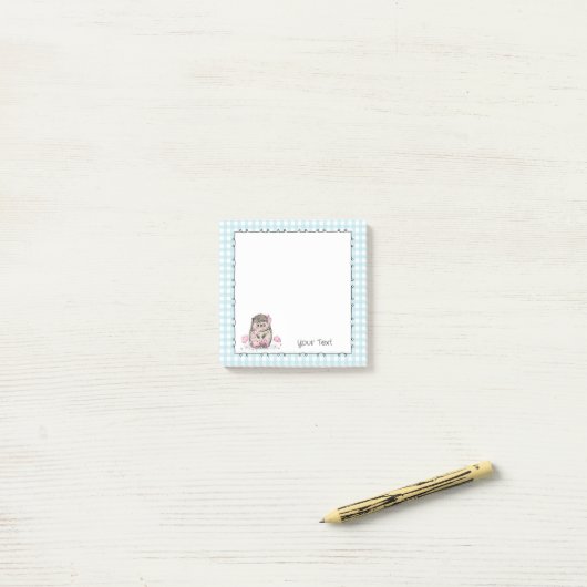 Schattigee Hedgehog Custom Text Blue Post-it Notes (Op bureau)