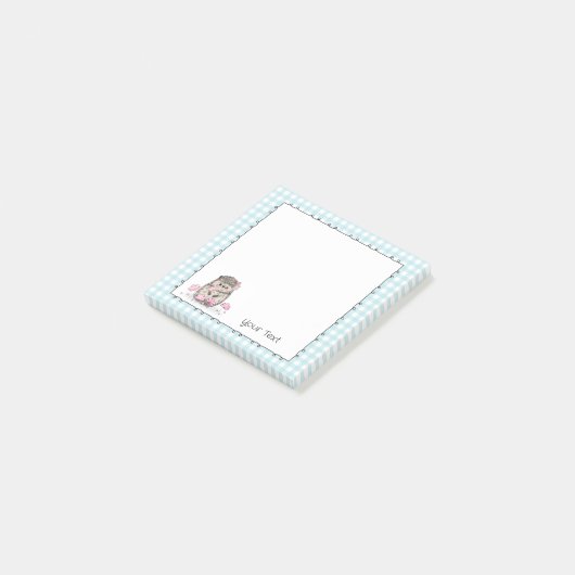 Schattigee Hedgehog Custom Text Blue Post-it Notes (Schuin)