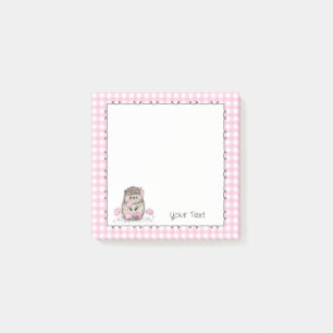 Schattigee Hedgehog Custom Text Pink Notes