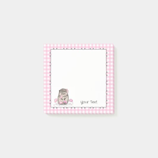 Schattigee Hedgehog Custom Text Pink Notes (Voorkant)