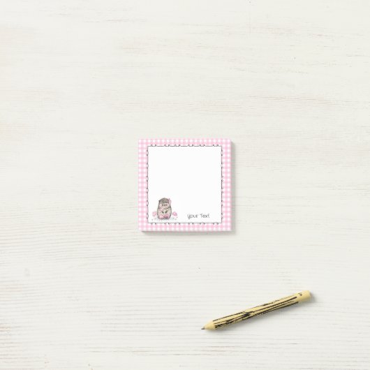 Schattigee Hedgehog Custom Text Pink Notes (Op bureau)