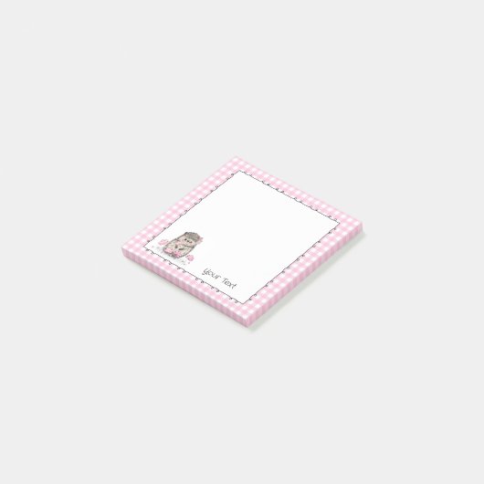 Schattigee Hedgehog Custom Text Pink Notes (Schuin)
