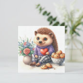 Schattigee Hedgehog Floral Cookies Valentijn Feestdagenkaart (Staand voorkant)