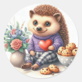 Schattigee Hedgehog Floral Cookies Valentijn Ronde Sticker