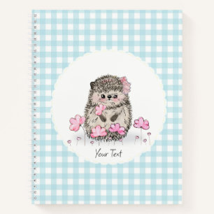 Schattigee Hedgehog Flowers Blue Pattern Notitieboek