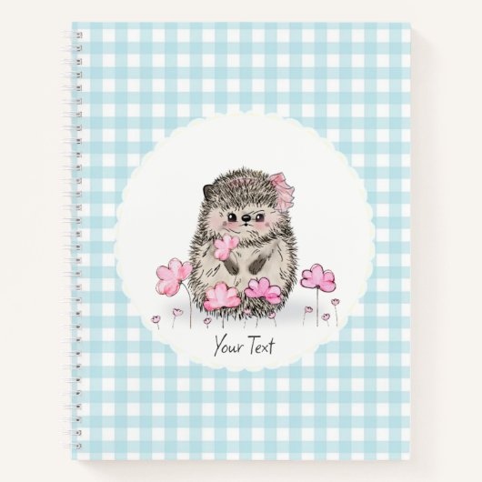 Schattigee Hedgehog Flowers Blue Pattern Notitieboek (Voorkant)