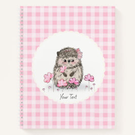 Schattigee Hedgehog Flowers Roze Patroon Notitieboek