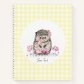 Schattigee Hedgehog Flowers Yellow Pattern Notitieboek (Voorkant)
