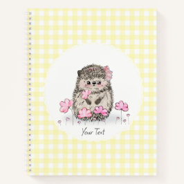 Schattigee Hedgehog Flowers Yellow Pattern Notitieboek