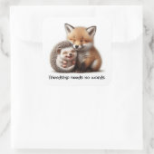 Schattigee Hedgehog & Fox Kit Knuffelen Beste vrie Vierkante Sticker (Tas)