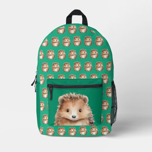 Schattigee Hedgehog Green bedrukte rugzak (Voorkant)