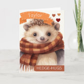Schattigee Hedgehog Hedgehugs gepersonaliseerde Va Feestdagen Kaart (Voorkant)