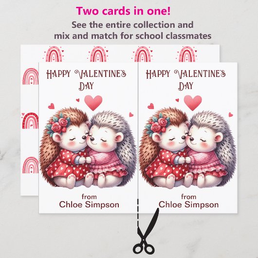 Schattigee Hedgehog Kind Valentijn Classroom Kaart