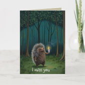Schattigee Hedgehog Night Forest Light Ik mis je Kaart (Voorkant)